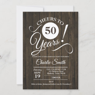 50th Birthday Party with Wood Pattern 招待状
