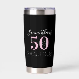 50th Birthday Personalized Black Pink 保温保冷タンブラー