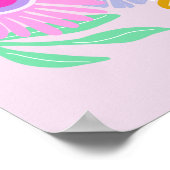 50th birthday pink modern cute floral chic name ポスター (角)