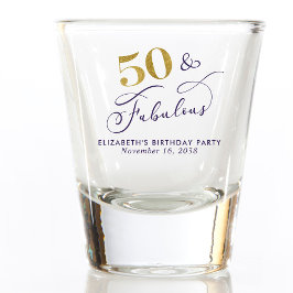 50th Birthday Purple Gold Party Favor ショットグラス