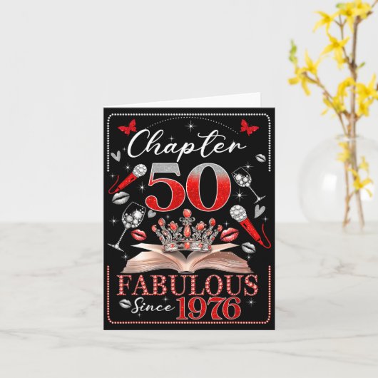 50th Birthday Queen Chapter 50 Fabulous Since 1976 カード (黄色い花)