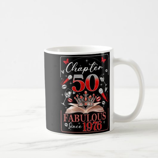 50th Birthday Queen Chapter 50 Fabulous Since 1976 コーヒーマグカップ (右)