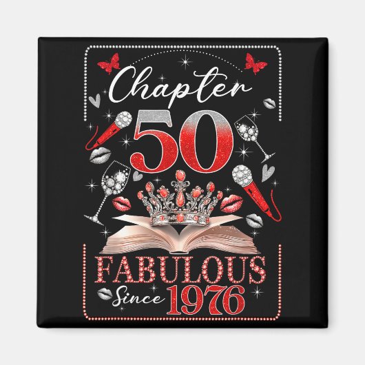 50th Birthday Queen Chapter 50 Fabulous Since 1976 マグネット (正面)