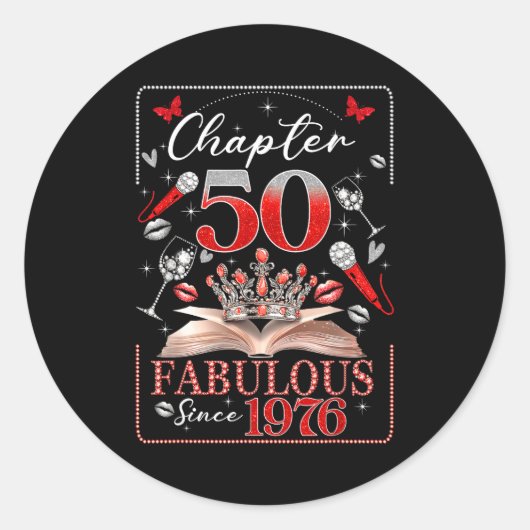 50th Birthday Queen Chapter 50 Fabulous Since 1976 ラウンドシール (正面)