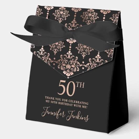 50th Birthday Rose Gold Elegant Thank You  フェイバーボックス (正面)