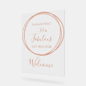 50th Birthday Rose Gold Minimal Birthday Welcome アクリルサイン (傾斜)