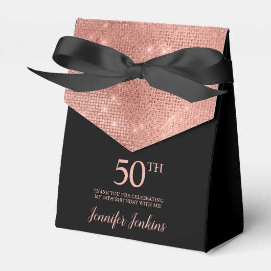 50th Birthday Rose Gold Thank You Favor Box フェイバーボックス (正面サイド)
