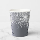 50th birthday silverグリッター名 紙コップ (左)