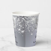 50th birthday silverグリッター名 紙コップ (右)