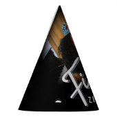 50th birthday silver black photoname (シルバーブラックパーソナ パーティーハット (左)