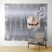 50th birthday silver photoグリッターへようこそ タペストリー (インサイチュ(横))