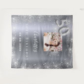 50th birthday silver photoグリッターへようこそ タペストリー (正面(横))