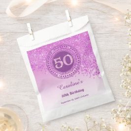 50th Birthday | Sparkling Pink Gold Glitter フェイバーバッグ