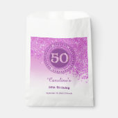 50th Birthday | Sparkling Pink Gold Glitter フェイバーバッグ (正面)