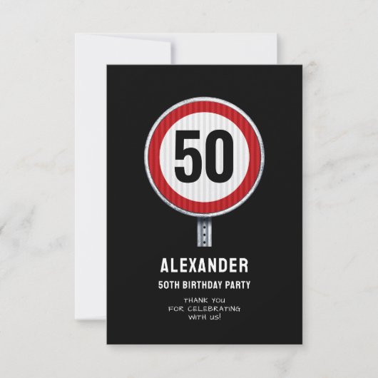 50th Birthday Speed Limit Sign - ANY AGE サンキューカード (正面)