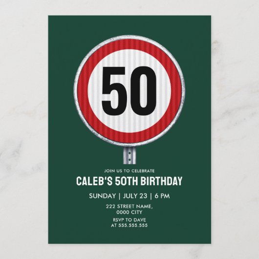 50th Birthday Speed Limit Sign - ANY AGE 招待状 (正面)