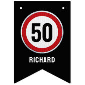 50th Birthday Speed Limit Sign CUSTOM AGE & NAME バンティングフラッグ (第1の旗)
