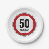 50th Birthday Speed Limit Sign  CUSTOM AGE & NAME ペーパープレート (正面)