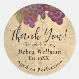 50th Birthday Thank You Aged to Perfection Wine  ラウンドシール