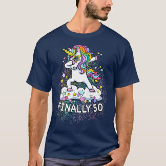 50th birthday unicorn cool dabbing  tシャツ