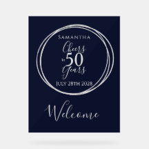 50th Birthday Welcome Cheers 50 Years Party Navy