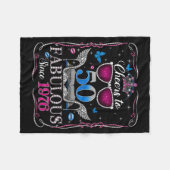 50th Birthday Women Cheers To 50 Years Fabulous Si フリースブランケット (正面(横))