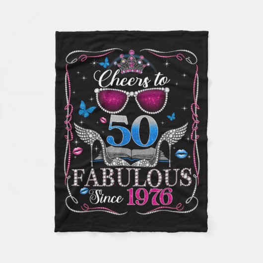 50th Birthday Women Cheers To 50 Years Fabulous Si フリースブランケット (正面)