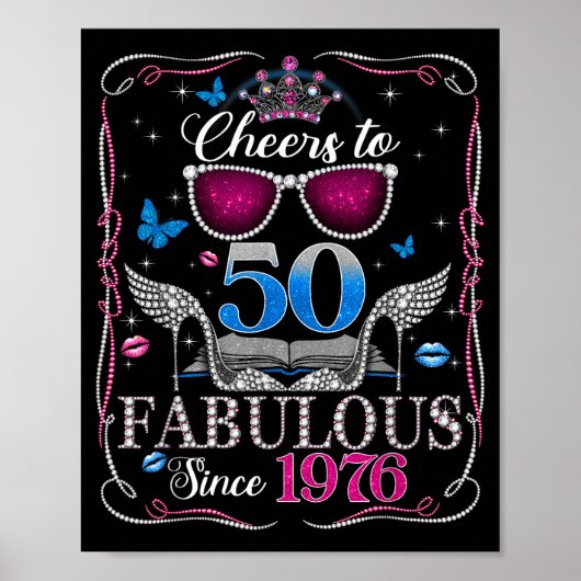 50th Birthday Women Cheers To 50 Years Fabulous Si ポスター (正面)