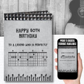 50th Black Gray Classic Rock Guitar Chord Birthday カード