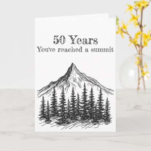 50th Black & White Mountain Summit Birthday カード (黄色い花)