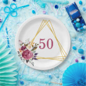 50th Bohoフローラ幾何学模様 ペーパープレート (パーティー)
