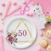 50th Bohoフローラ幾何学模様 ペーパープレート (パーティー)