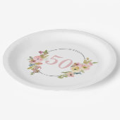 50th Bohoフローラ水彩幾何学模様 ペーパープレート (アングル)