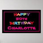 50th Custom Name Modern Cute 50th Birthday Party ポスター<br><div class="desc">50th Custom Name Modern Chic Cute 50th Birthday Party Poster. Click image to customize birthday party poster quickly and easily,  you can change to any age. Part of The Charlotte 50th Birthday Collection in my store under Birthdays. *All rights reserved. #ForHer #CustomBirthdayPartyBanner #50thBirthdayPartySign #ZazzleMade</div>