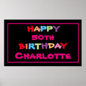 50th Custom Name Modern Cute 50th Birthday Party ポスター (正面)