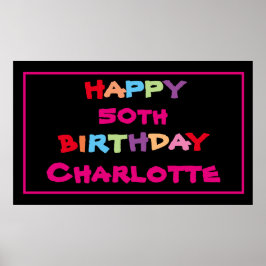 50th Custom Name Modern Cute 50th Birthday Party ポスター