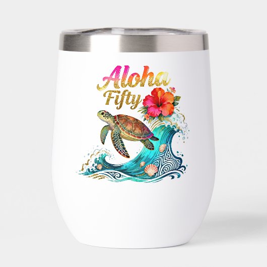 50th Fifty Birthday Tropical Ocean Beach Theme  (背面)