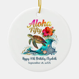 50th Fifty Birthday Tropical Ocean Beach Theme セラミックオーナメント