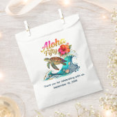 50th Fifty Birthday Tropical Ocean Beach Theme フェイバーバッグ (クリップ留めされた状態)