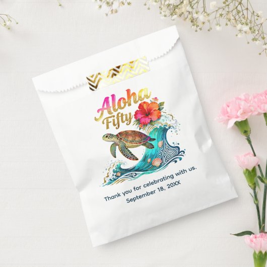 50th Fifty Birthday Tropical Ocean Beach Theme フェイバーバッグ (封をした状態)