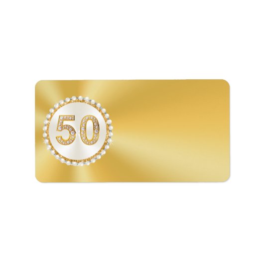 50th, Gold Address Labels, Address Label Stickers ラベル (正面)