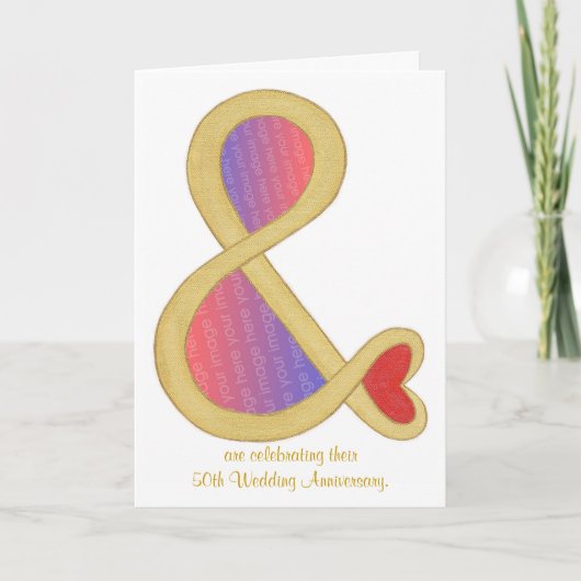 50th Gold Anniversary Invitations, And & Sign 招待状 (正面)