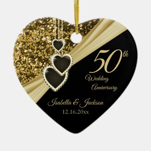 50th Gold Glitter Anniversary セラミックオーナメント (正面)