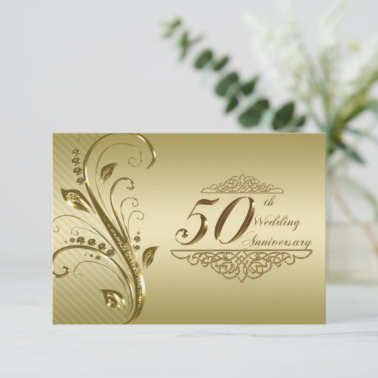 50th Golden 結婚's Anniversary RSVPカード (スタンド正面)