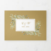 50th Golden Anniversary Wedding Photo Greenery 三つ折り招待状 (カバー)