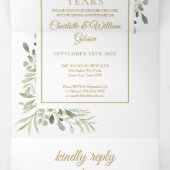 50th Golden Anniversary Wedding Photo Greenery 三つ折り招待状 (内部中)