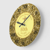 50th Golden Wedding Anniversary Gold Religious Lar ラージ壁時計 (傾斜)