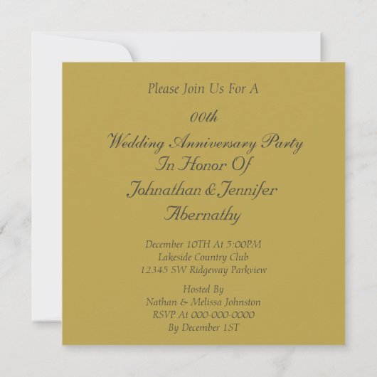 50th Golden Wedding Anniversary Party Invitation 招待状 (裏面)