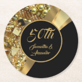 50th golden wedding anniversary round paper coaste ラウンドペーパーコースター (正面)