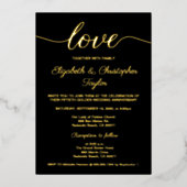 50th Golden's Anniversary結婚ブラックの写真カスタム写真 箔招待状 (正面)